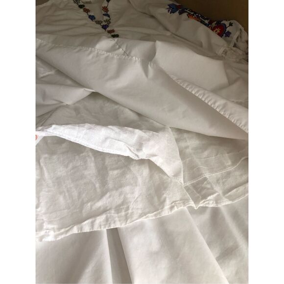 By ESQ White Boho Embroidered Peasant Dress Tassel Sleeve Tiered Midi SZ L - Picture 11 of 13